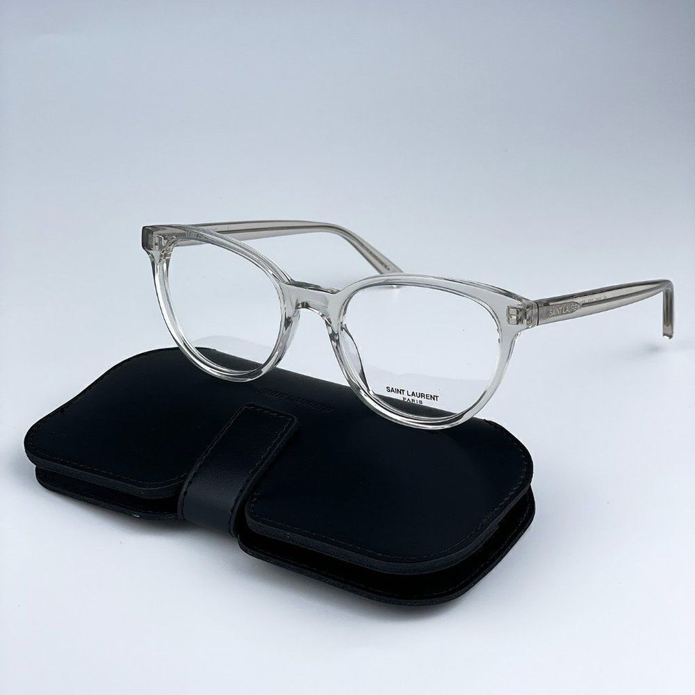 NEW Saint Laurent SL589 003 Beige Clear Oval Women Eyeglasses